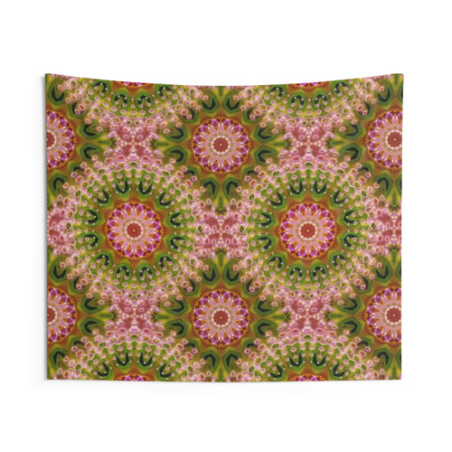 Vibrant Pink and Green Mandala Tapestry
