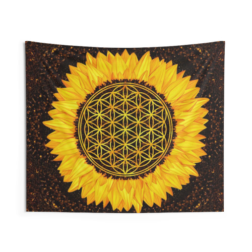 Flower of Life Sunflower Tapestry