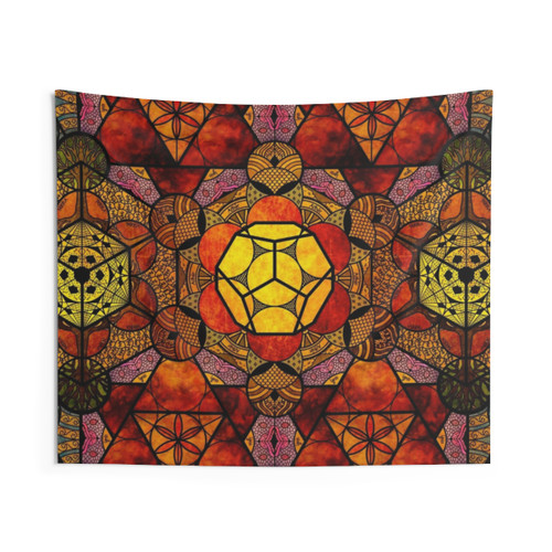 Sacred Geometry Tapestry Featuring Platonic Solids