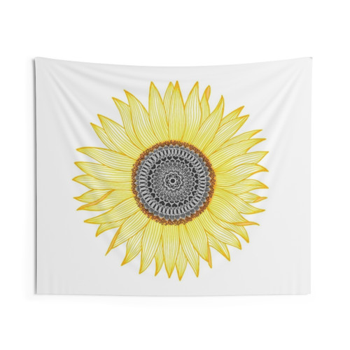 Golden Mandala Sunflower Tapestry