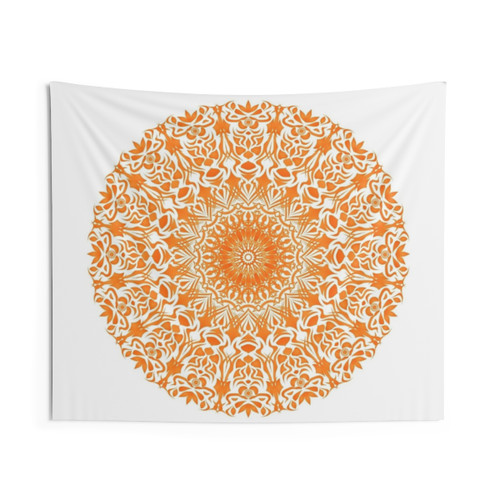 Tribal Mandala Orange Tapestry