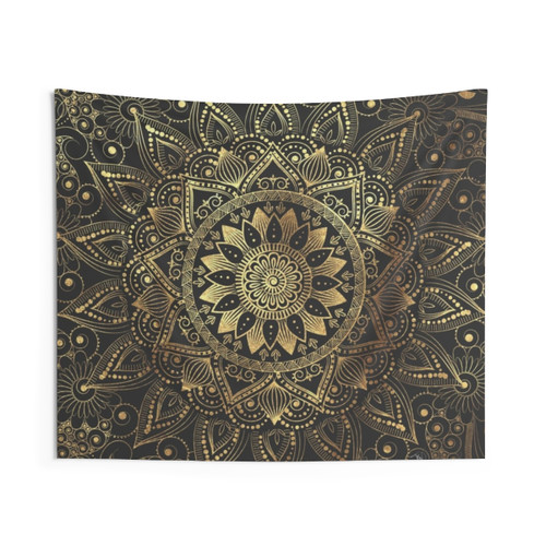 Elegant Gold Mandala Tapestry Wall Decor