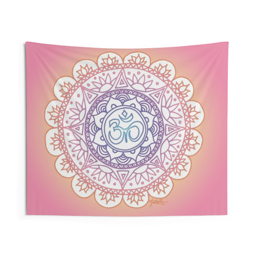 Pink Ohm Mandala Design Tapestry - Bohemian Wall Art
