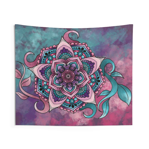 Vibrant Watercolor Mandala Tapestry