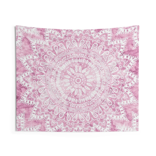 Bohemian Flower Mandala Tapestry in Pink