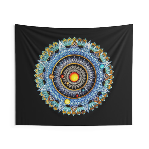 Solar System Mandala Tapestry - Celestial Wall Art