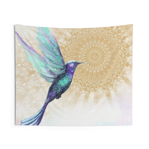Touching Source 2 Hummingbird Mandala Tapestry