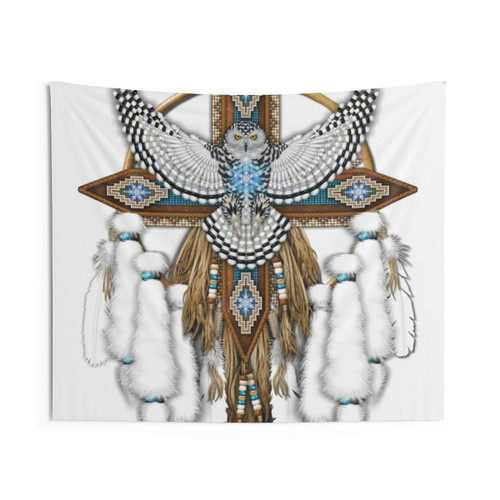 Native American Snowy Owl Mandala Tapestry