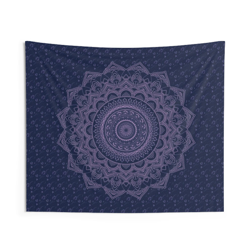 Navy Blue and Light Pink Mandala Tapestry