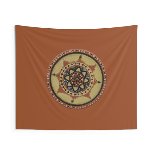 Green and Orange Trivet Mandala Tapestry