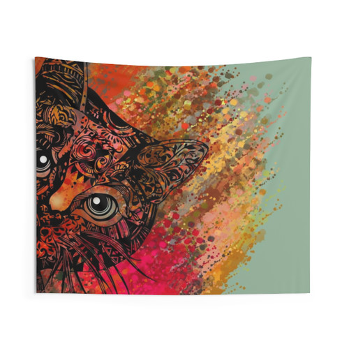 Colorful Cat Mandala Tapestry