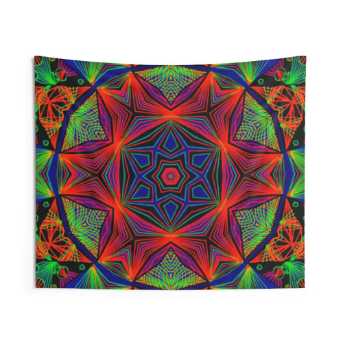 Colorful Mandala Tapestry with Vibrant Kaleidoscope Design