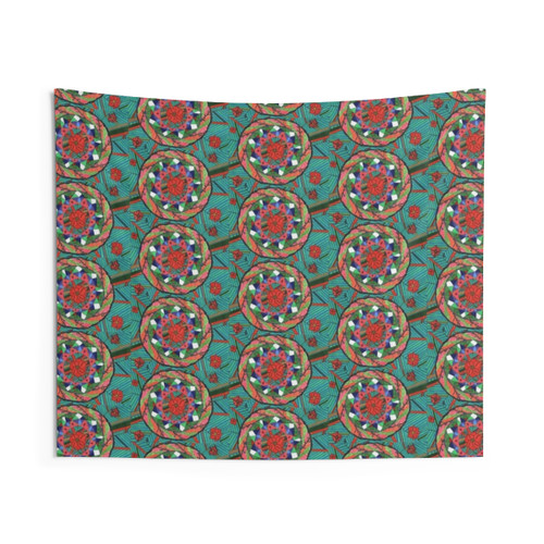 Colorful Mandala Tapestry Depicting the Circle of Life