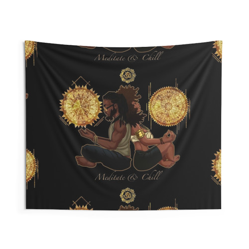 Meditate & Chill Decorative Tapestry with Mandala Design