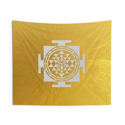 Shri Yantra Meditation Tapestry in White