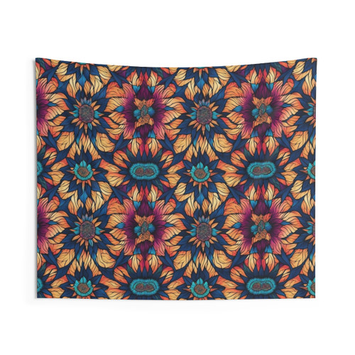 Colorful Mandala Tapestry with Sunflower Design