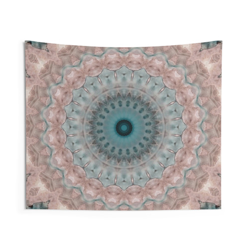 Blue Beige Mandala Tapestry - Elegant Pastel Wall Art