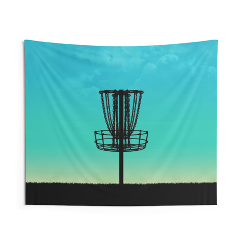 Disc Golf Basket Silhouette Tapestry