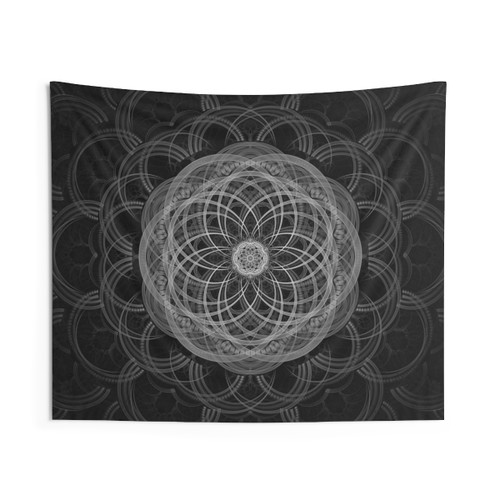 Abstract Mandala Tapestry with Lines of Force Design