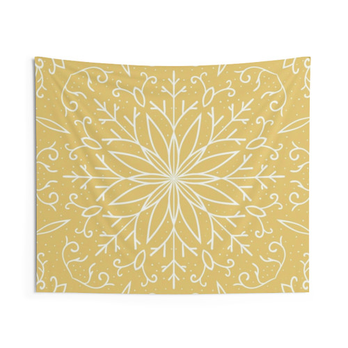 Modern single snowflake yellow tapestry