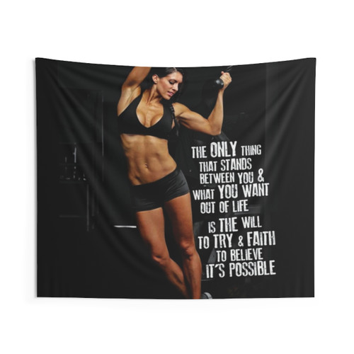 Inspirational Women's Fitness Quote Tapestry
