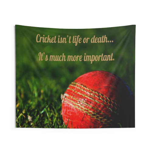 Motivational Cricket Tapestry with Funny Red Ball Design