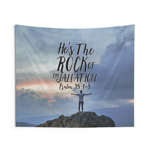 Christian Tapestry with Bible Verse - Jesus is the Rock of My Salvation