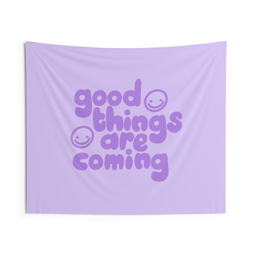 Motivational Purple Tapestry with Positive Quotes