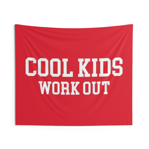 Motivational gym quote tapestry with fitness-themed design