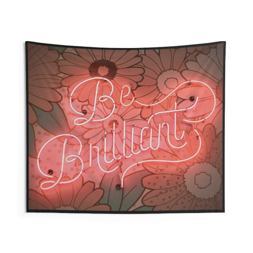 Bright neon sign floral tapestry for home decor