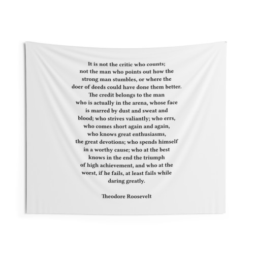 Theodore Roosevelt Man in the Arena Inspirational Tapestry