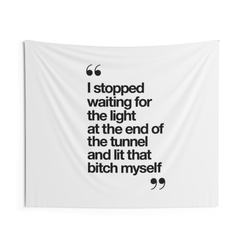Inspirational quote tapestry with motivational text