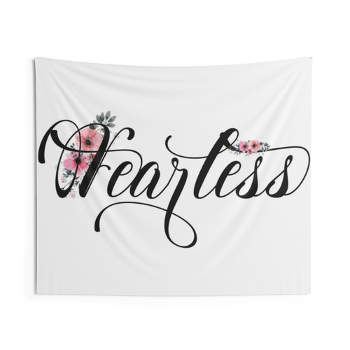 Fearless Floral Tapestry - Motivational Text Art Wall Hanging