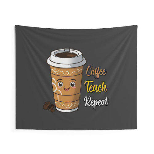 Positive Affirmations Tapestry with Coffee Teach Repeat Design