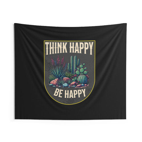 Positive Affirmations Retro Tapestry with Think Happy Be Happy Design