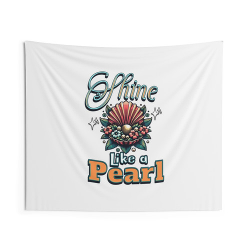 Positive Affirmations Tapestry with Clamshell, Pearl, and Flower Design