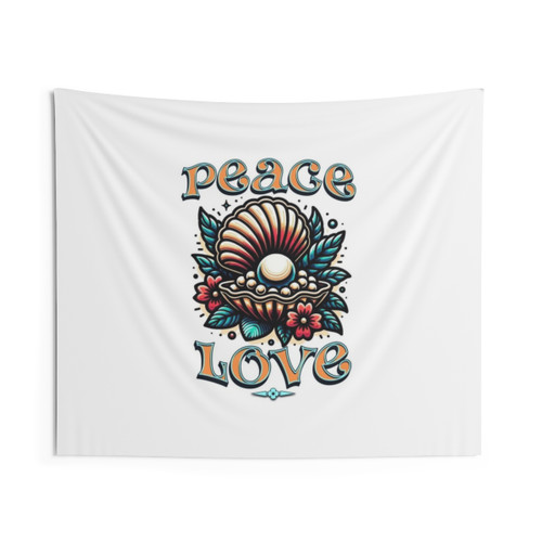 Positive Affirmations Tapestry with Clamshell and Flower Design