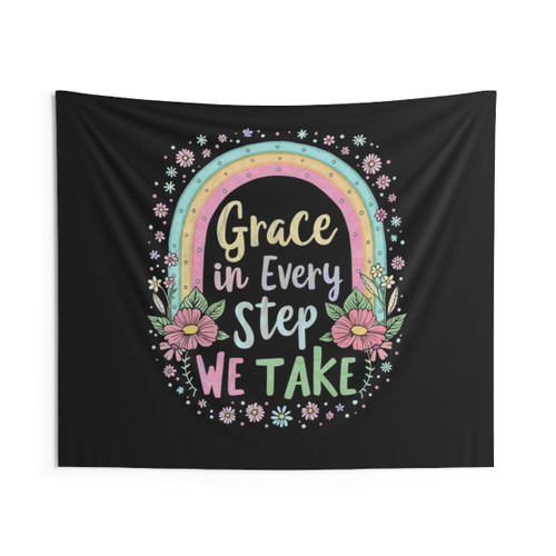 Inspirational Floral Rainbow Motivational Tapestry