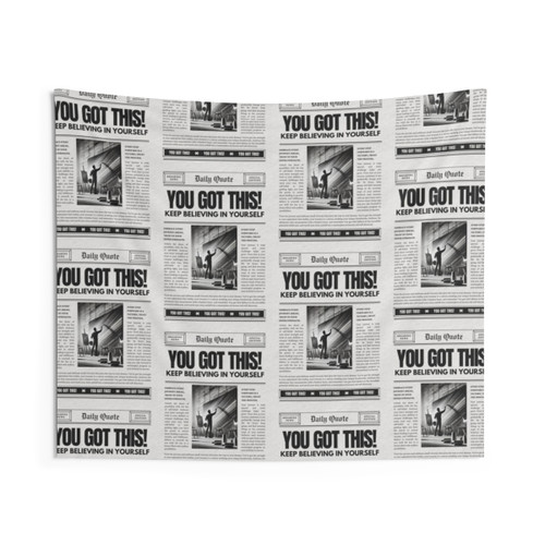 Inspirational Newspaper-Style Motivational Tapestry