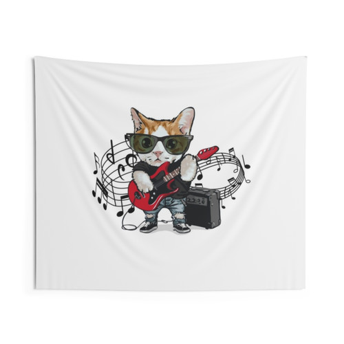 Rock and Roll Kitty Tapestry Wall Art