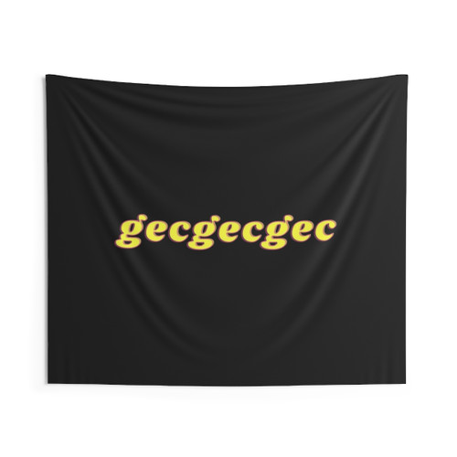100 Gecs Typography Tapestry - Bold Yellow Hyperpop Design