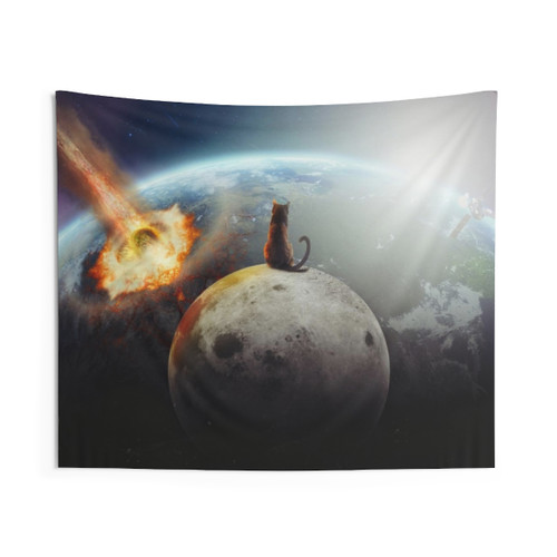 Cat Victory Tapestry - Vintage Sci-Fi Cat Wall Art