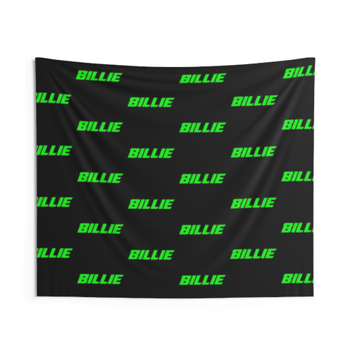 Neon Billie Eilish Tapestry with Black Background