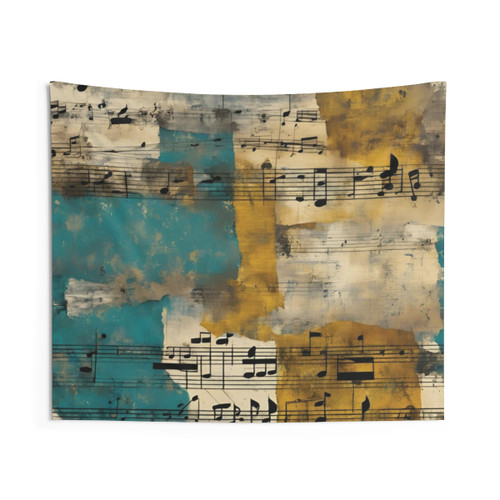 EGDS Grungy Music Sheets Design Tapestry