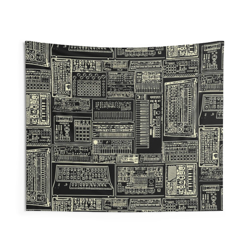 Synthesizer Fan Composition White Tapestry