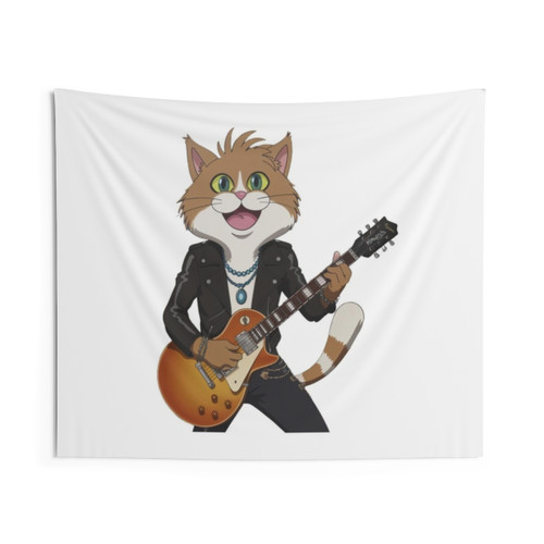 Rock and Roll Cat Tapestry Wall Hanging