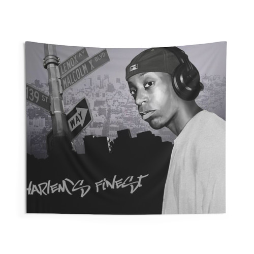 The Big L Black and White Music Album Cover Tapestry