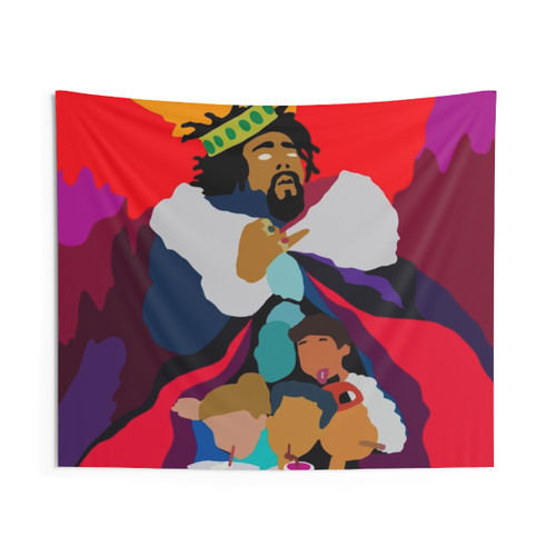 Minimal album cover tapestry featuring the KOD album art by J. Cole
