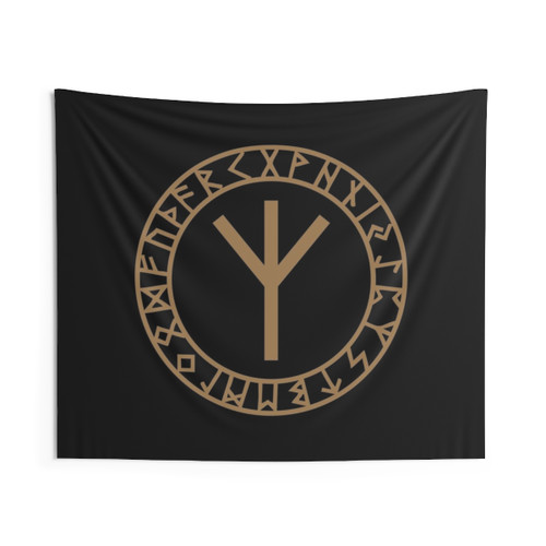 Algiz Rune Protection Tapestry - Connection with Asgard