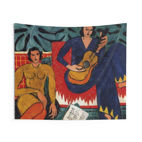 Henri Matisse Expressionist Tapestry featuring a portrait of a woman with a guitar